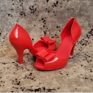 Mel by Melissa Peep Toe Platforms Red Size 9 Sexy Heels